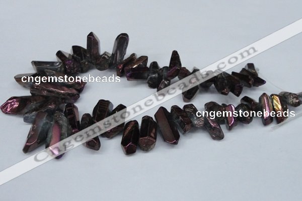 CTD545 Top drilled 10*20mm - 12*30mm nuggets plated quartz beads