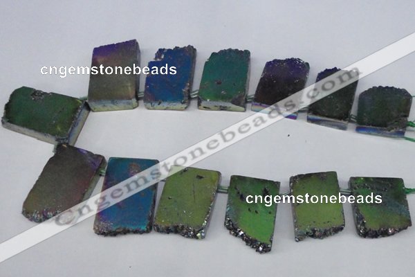 CTD654 Top drilled 15*25mm - 25*40mm freeform plated quartz beads