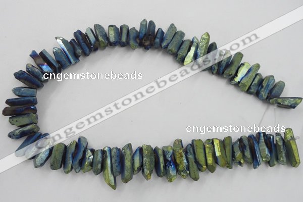 CTD914 Top drilled 5*15mm - 6*25mm wand plated quartz beads