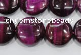 CTE1006 15.5 inches 20mm flat round dyed red tiger eye beads