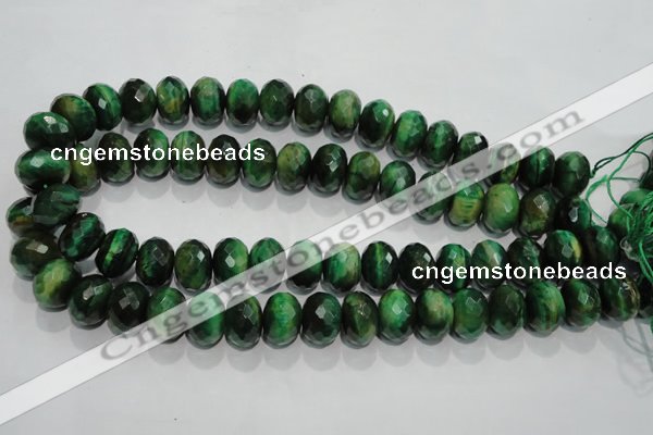 CTE1025 15.5 inches 12*16mm faceted rondelle dyed green tiger eye beads