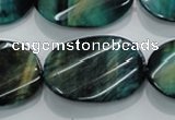 CTE1079 15.5 inches 22*30mm twisted oval dyed green tiger eye beads