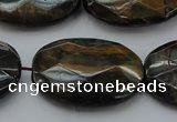CTE1376 15.5 inches 30*40mm faceted oval yellow & blue tiger eye beads