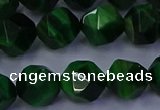 CTE1924 15.5 inches 12mm faceted nuggets green tiger eye beads