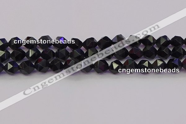 CTE1983 15.5 inches 10mm faceted nuggets blue tiger eye beads