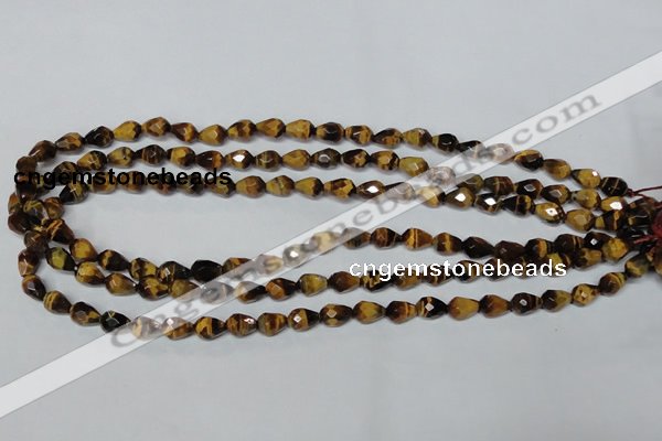 CTE203 15.5 inches 6*8mm faceted teardrop yellow tiger eye beads
