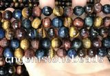 CTE2228 15.5 inches 10mm faceted round colorful tiger eye beads
