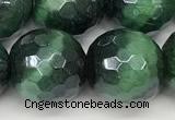 CTE2290 15 inches 12mm faceted round AB-color green tiger eye beads