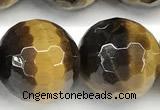 CTE2357 15 inches 14mm faceted round yellow tiger eye beads