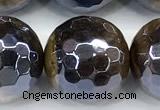 CTE2362 15 inches 14mm faceted round AB-color yellow tiger eye beads