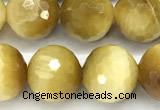 CTE2389 15 inches 8mm faceted round golden tiger eye beads