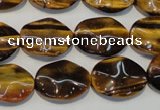 CTE830 15.5 inches 13*18mm wavy oval yellow tiger eye beads
