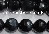 CTE926 15.5 inches 16mm faceted round silver tiger eye beads