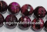 CTE976 15.5 inches 16mm faceted round dyed red tiger eye beads