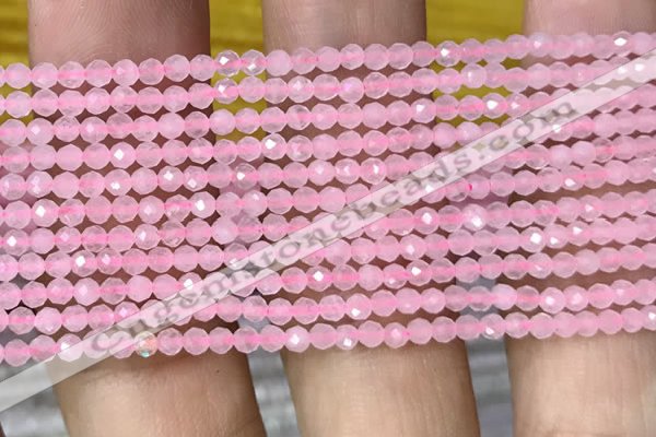 CTG1017 15.5 inches 2mm faceted round tiny rose quartz beads