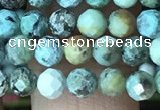 CTG1212 15.5 inches 4mm faceted round tiny African turquoise beads