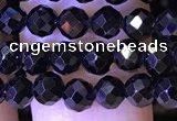 CTG1218 15.5 inches 4mm faceted round tiny black spinel beads