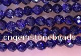 CTG1667 15.5 inches 3mm faceted round tiny blue goldstone beads