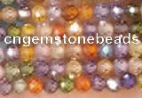 CTG2106 15 inches 2mm faceted round tiny quartz glass beads