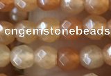 CTG2519 15.5 inches 4mm faceted round red aventurine beads