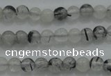 CTG254 15.5 inches 3mm round tiny black rutilated quartz beads
