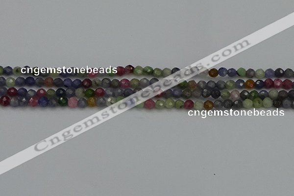 CTG552 15.5 inches 4mm faceted round tiny mixed gemstone beads