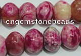 CTJ615 15.5 inches 12*16mm rondelle dyed fuchsia jasper beads