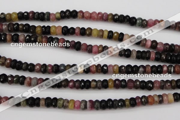 CTO376 15.5 inches 4*6mm faceted rondelle natural tourmaline beads