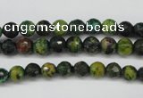 CTP211 15.5 inches 6mm faceted round yellow pine turquoise beads