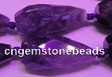 CTR205 15*30mm - 18*45mm faceted teardrop amethyst gemstone beads