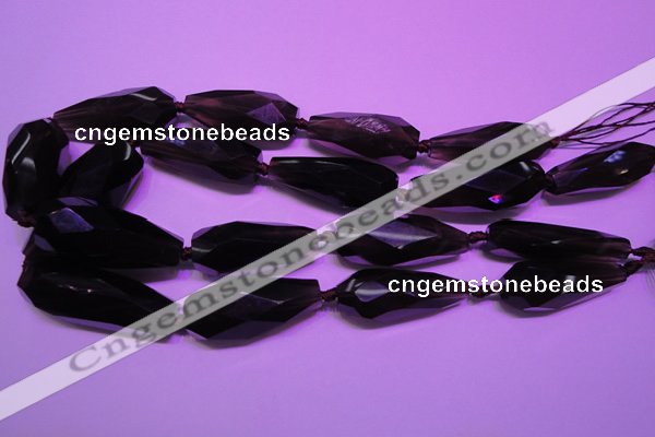 CTR206 15*34mm - 20*42mm faceted teardrop smoky quartz beads