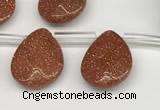 CTR667 Top drilled 10*14mm faceted briolette goldstone beads wholesale