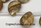 CTR699 Top drilled 12*16mm faceted briolette picture jasper beads