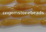 CTR75 15.5 inches 6*16mm faceted teardrop yellow jade beads