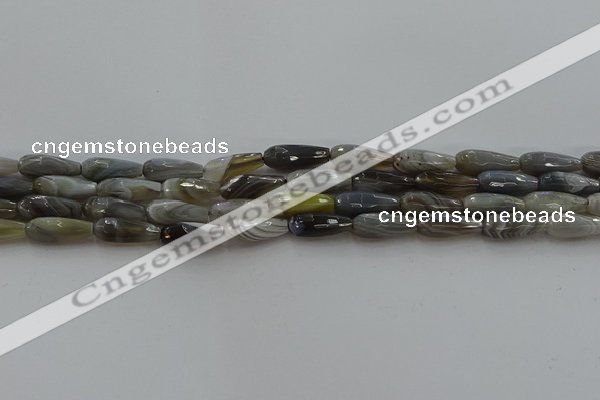 CTR87 15.5 inches 6*16mm faceted teardrop grey botswana agate beads