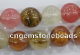 CTS06 15.5 inches 14mm round tigerskin glass beads wholesale