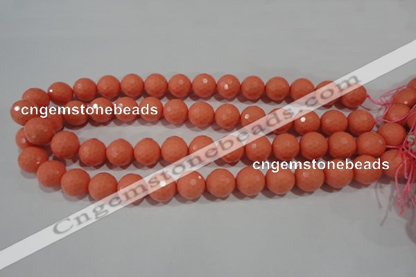 CTU1326 15.5 inches 14mm faceted round synthetic turquoise beads
