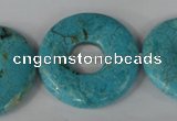 CTU1930 15.5 inches 35mm donut imitation turquoise beads