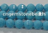 CTU2592 15.5 inches 8mm faceted round synthetic turquoise beads