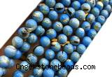 CTU3147 15 inches 6mm round gold vein howlite turquoise beads