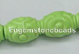 CTU893 15.5 inches 18*25mm carved rice dyed turquoise beads