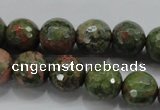CUG302 15.5 inches 8mm faceted round unakite gemstone beads
