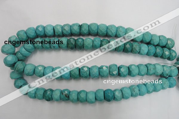 CWB454 15.5 inches 10*14mm faceted rondelle howlite turquoise beads