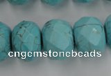 CWB462 15.5 inches 14*20mm faceted rondelle howlite turquoise beads