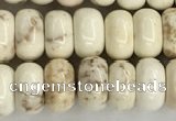 CWB896 15.5 inches 5*8mm rondelle white howlite turquoise beads