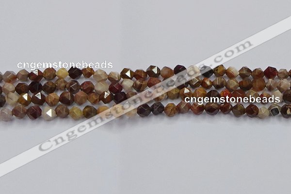 CWJ490 15.5 inches 6mm faceted nuggets wood jasper beads