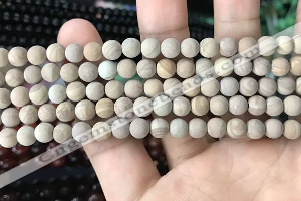 CWJ520 15.5 inches 4mm round matte wooden jasper beads wholesale