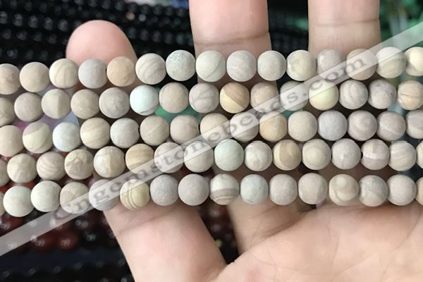 CWJ521 15.5 inches 6mm round matte wooden jasper beads wholesale