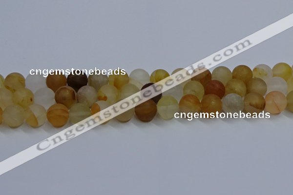 CYC144 15.5 inches 12mm round matte yellow quartz beads wholesale