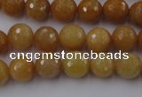 CYJ324 15.5 inches 10mm faceted round yellow jade beads wholesale
